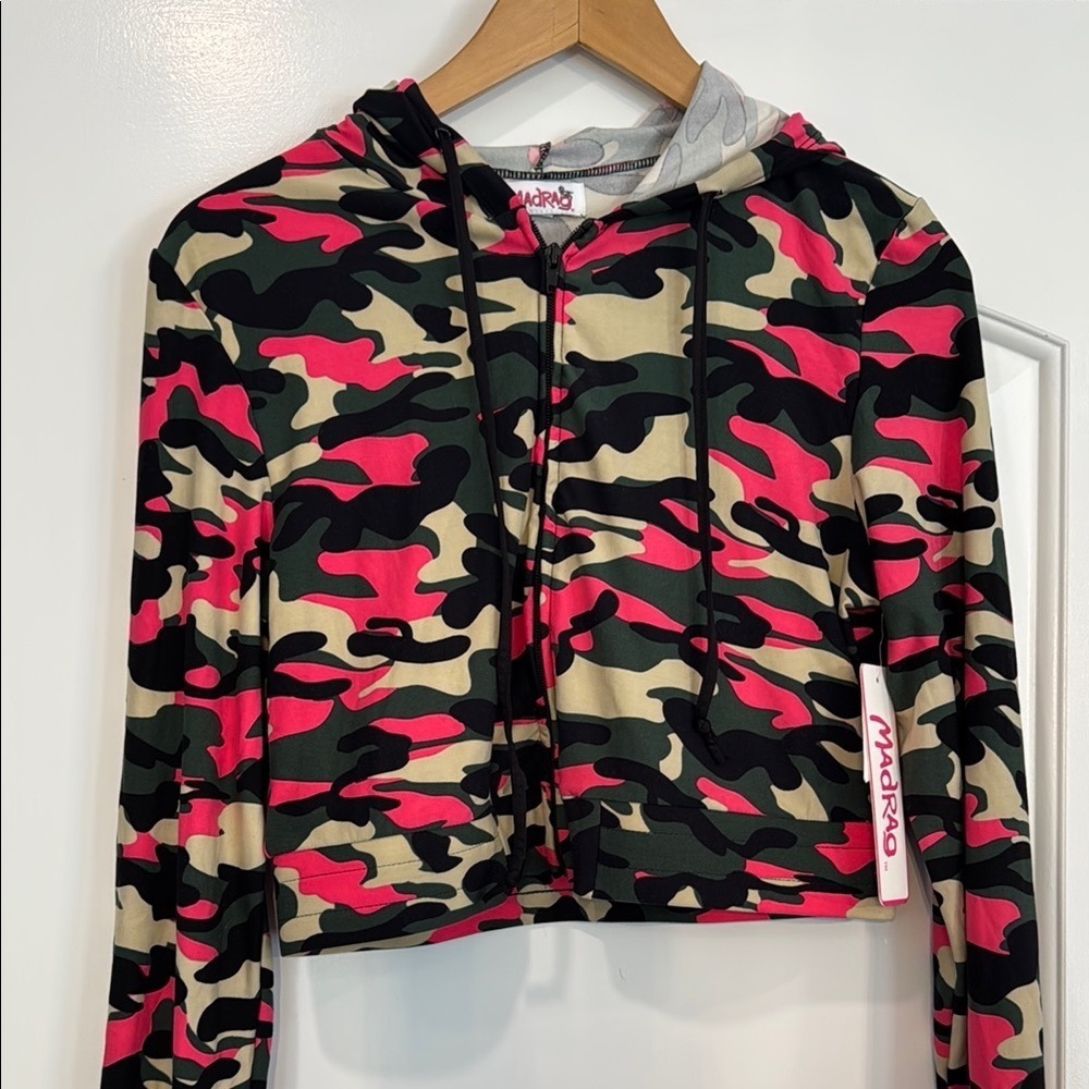 NWT Madrag Women’s Camo Hoodie Jacket - Pink, Green, Black Size Large